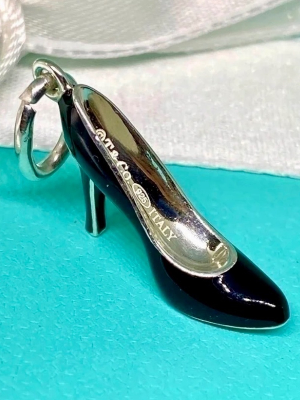 Tiffany & Co. Stiletto High Heel Charm Sterling Silver Enamel Retired